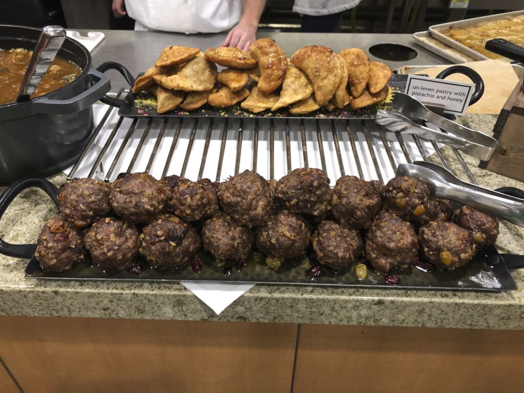 Middle Eastern cooking class food on display