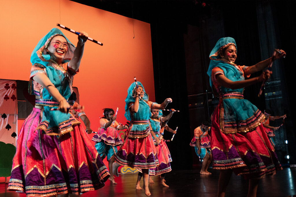 Students perform a dance for Diwali