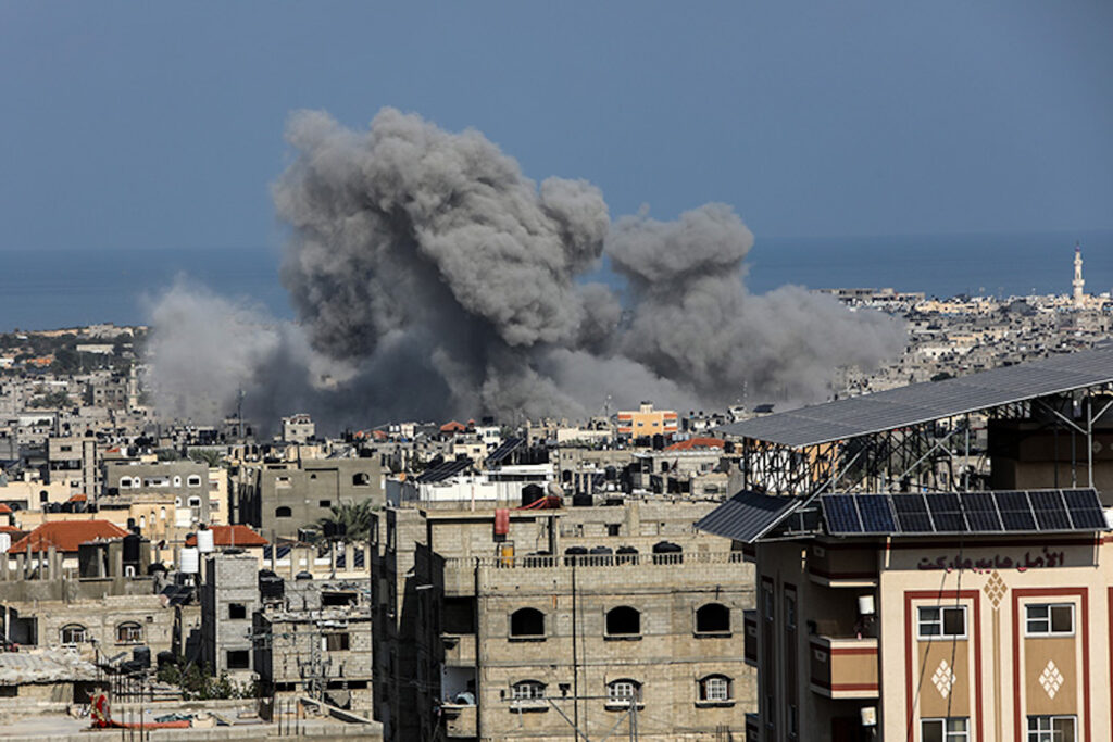 Smoke,Rises,After,Israeli,Air,Strikes,Near,The,Border,East